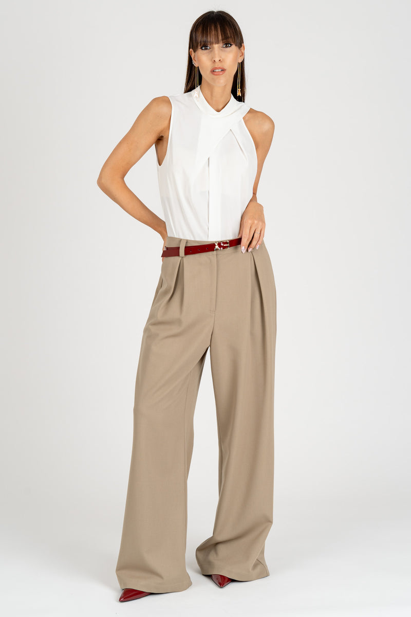 Top con Drappeggio Bianco