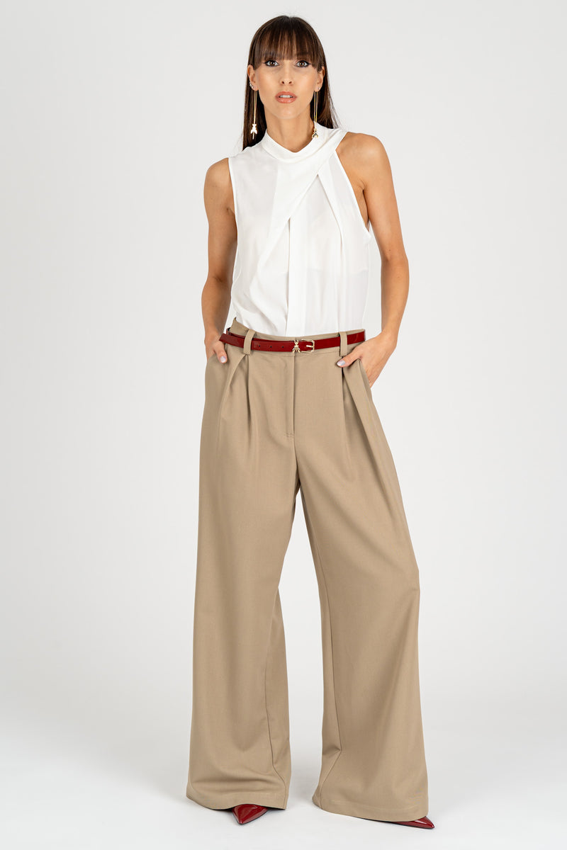 Top con Drappeggio Bianco