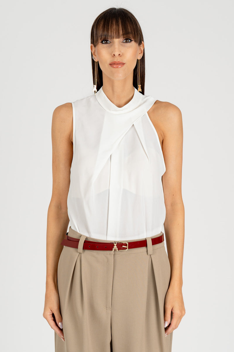 Top con Drappeggio Bianco