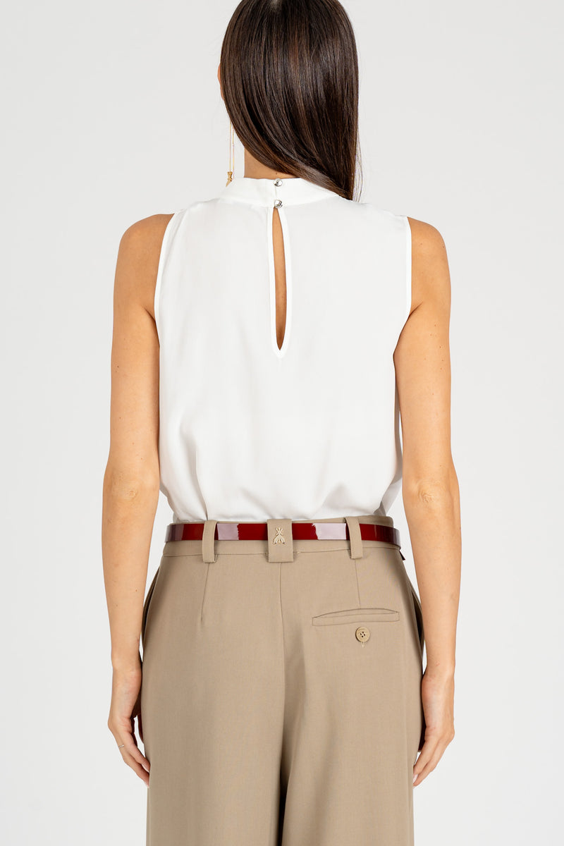 Top con Drappeggio Bianco