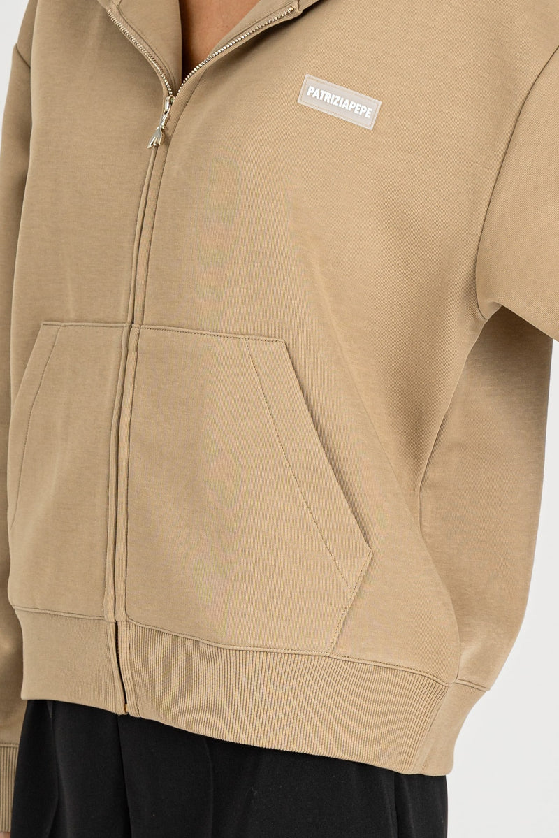 Felpa con Cappuccio Stone Beige