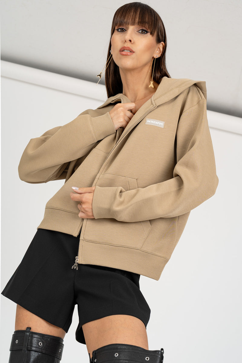 Felpa con Cappuccio Stone Beige