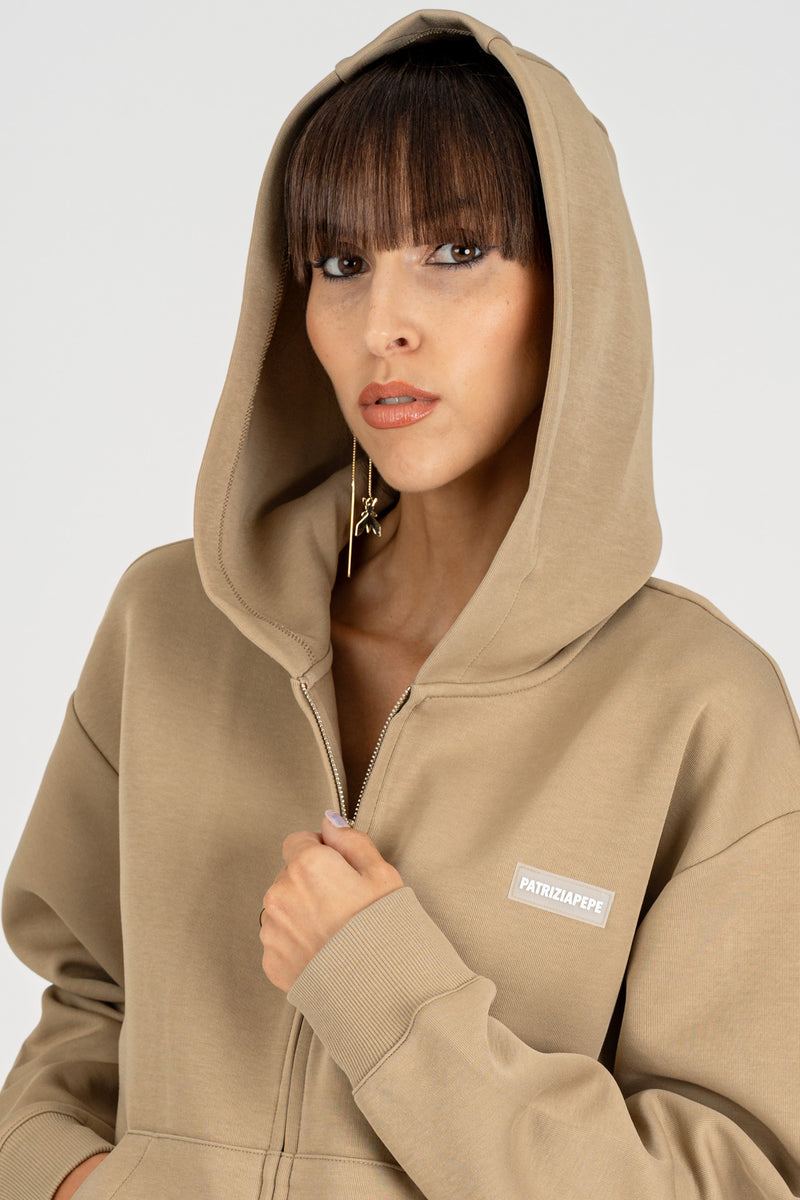 Felpa con Cappuccio Stone Beige