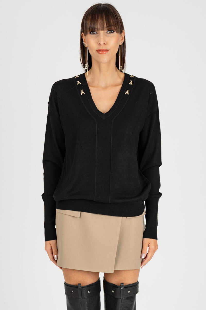 Maglia Scollo a V "FLY" Nero