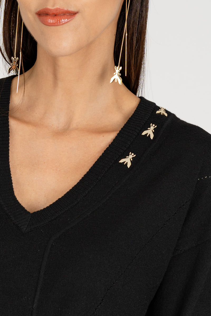 Maglia Scollo a V "FLY" Nero