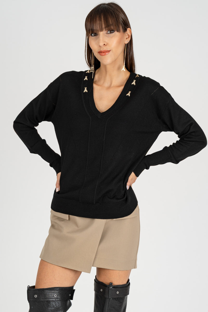 Maglia Scollo a V "FLY" Nero