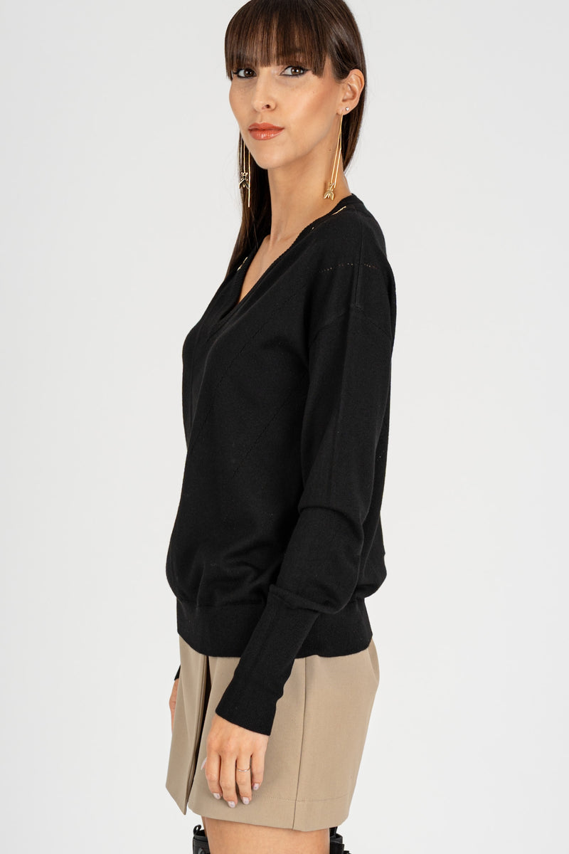 Maglia Scollo a V "FLY" Nero