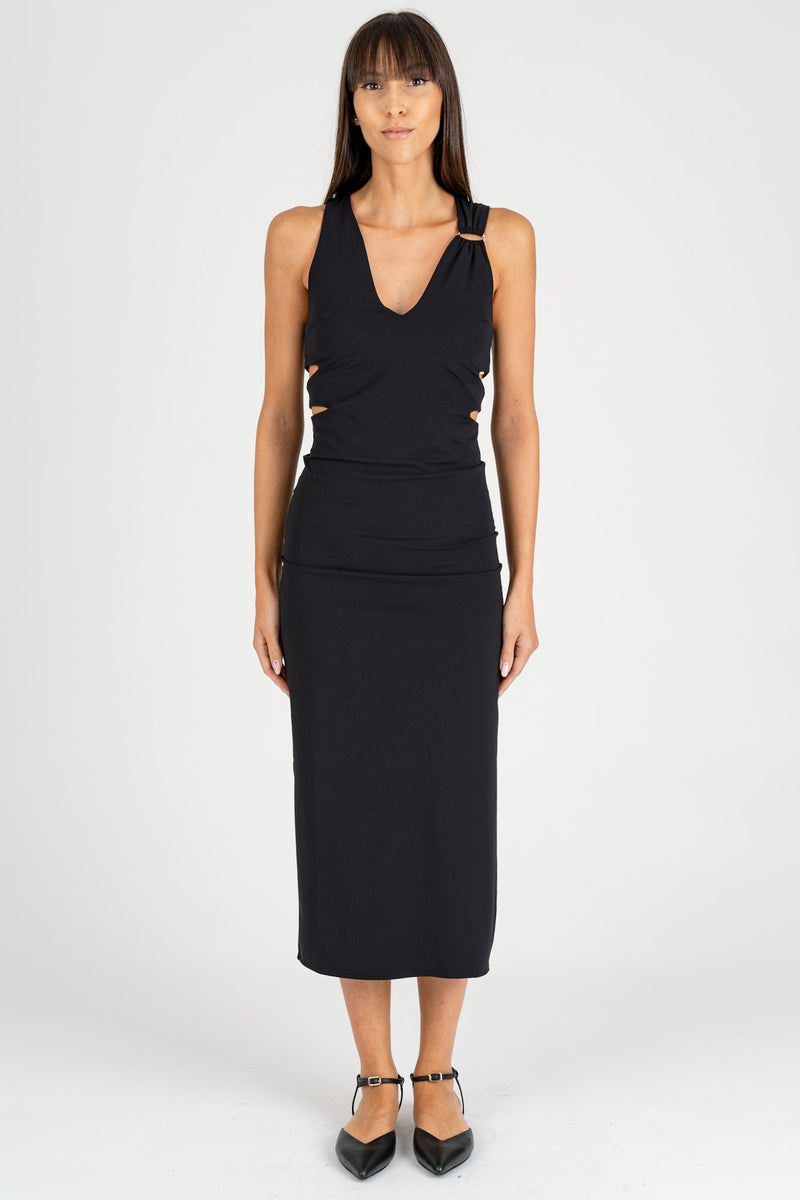 Abito Midi Cut-Out Nero