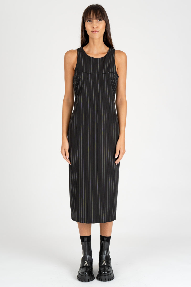 Abito Midi Gessato Black Stripes