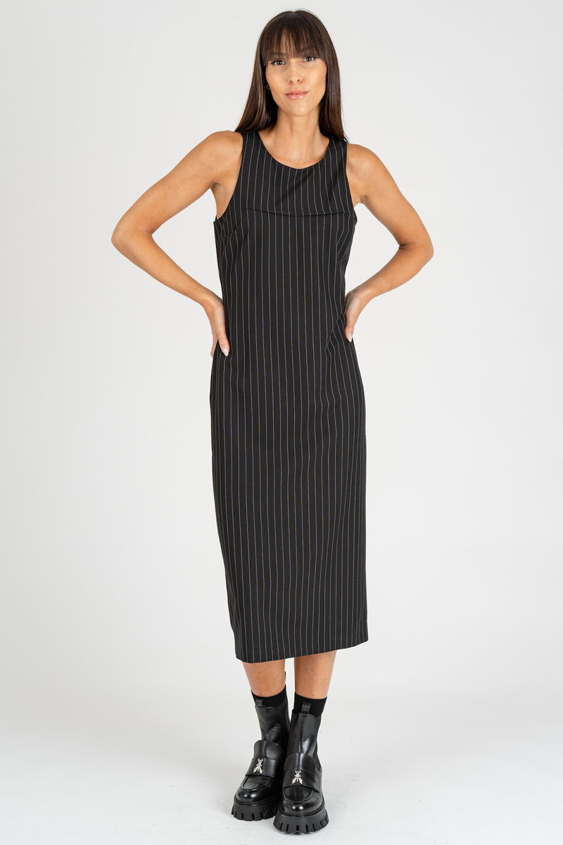 Abito Midi Gessato Black Stripes