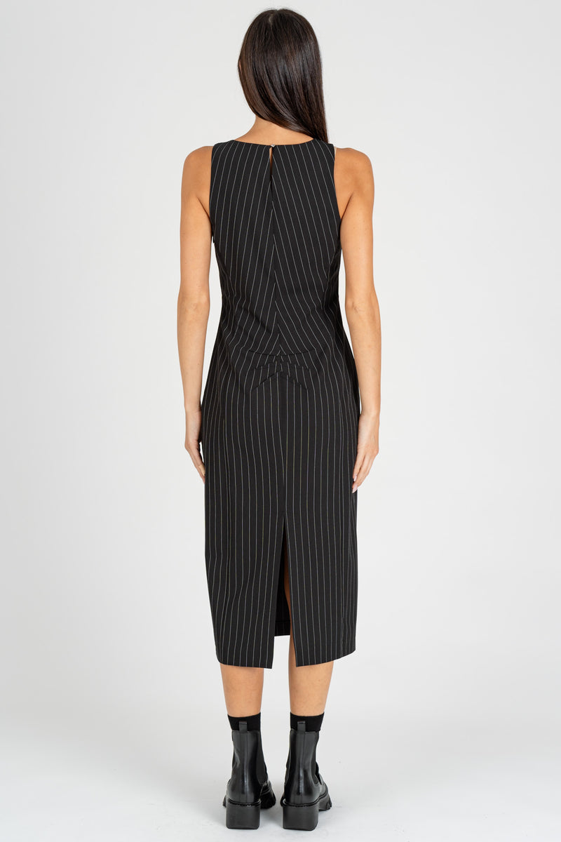 Abito Midi Gessato Black Stripes