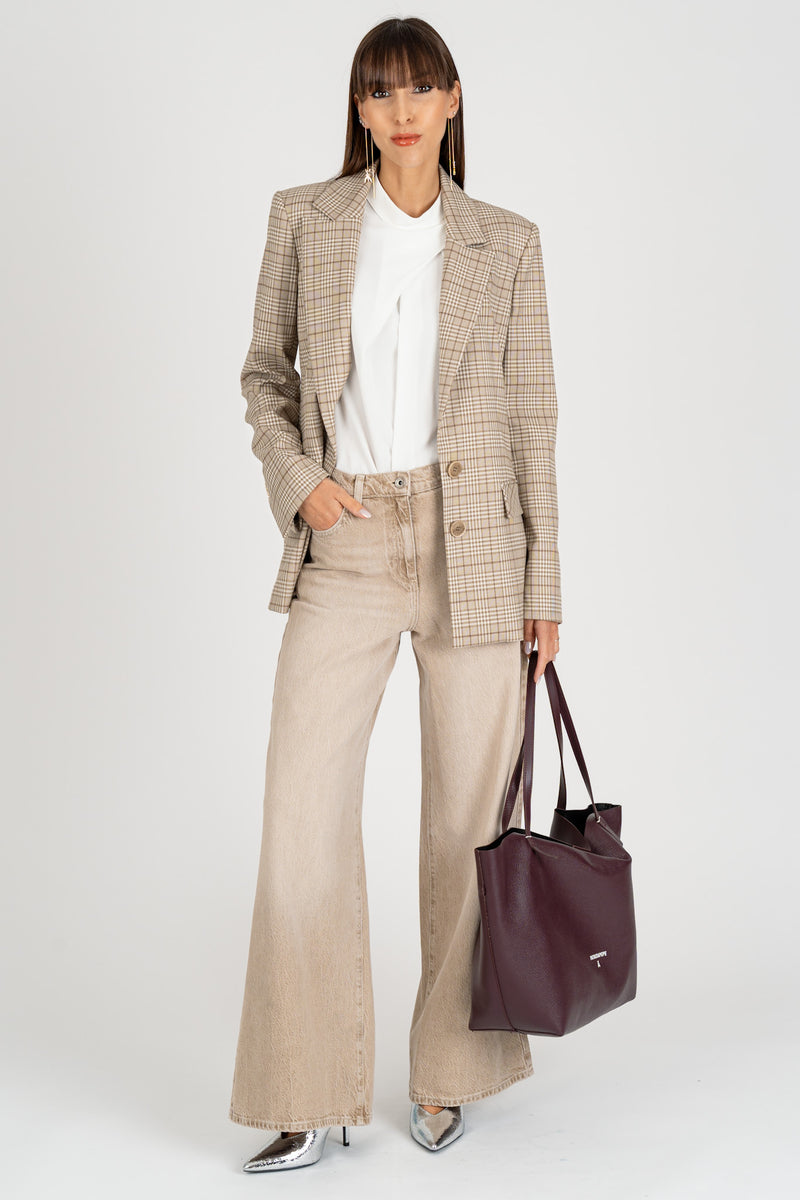 Giacca Blazer a Quadri Stone Beige Check
