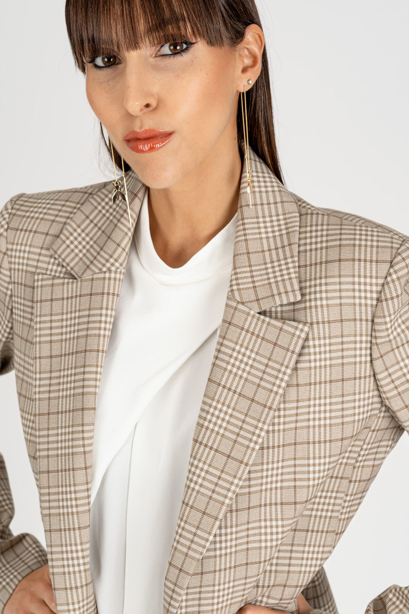 Giacca Blazer a Quadri Stone Beige Check