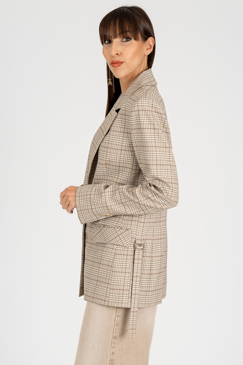 Giacca Blazer a Quadri Stone Beige Check