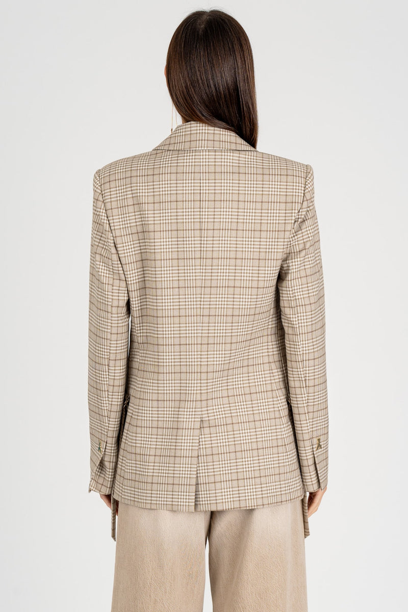 Giacca Blazer a Quadri Stone Beige Check