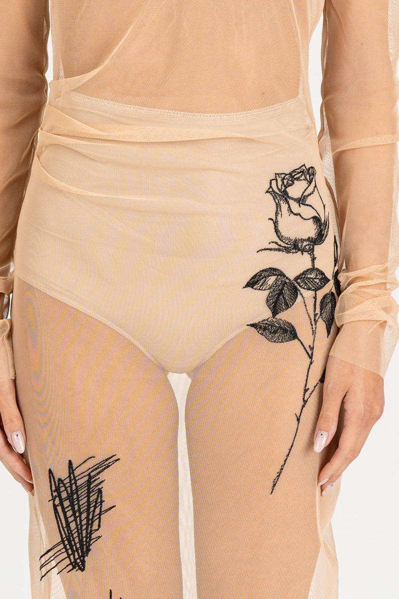 Abito Tulle Ricamo Nude Tattoo