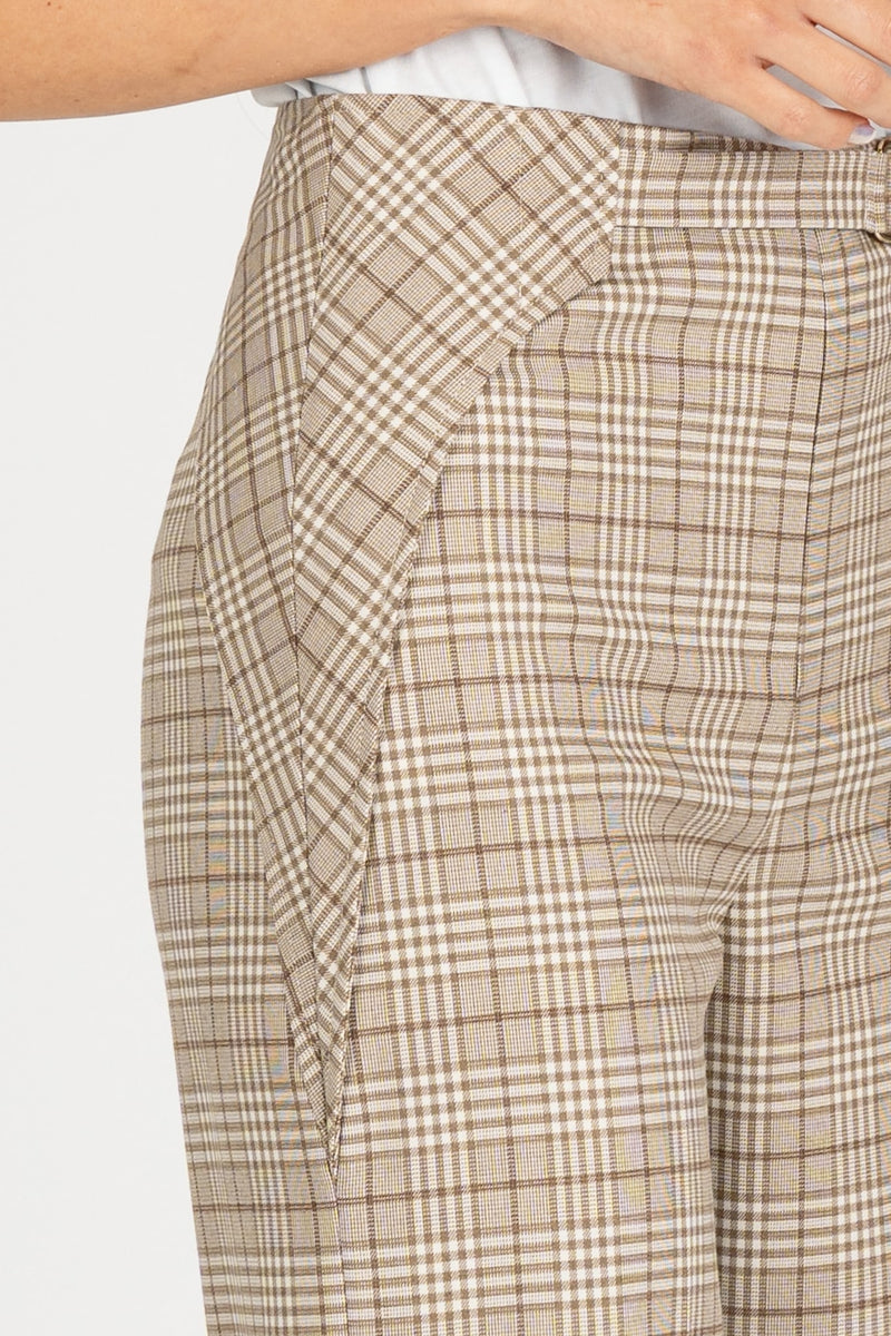 Pantalone Fluido Checked Stone Beige Check