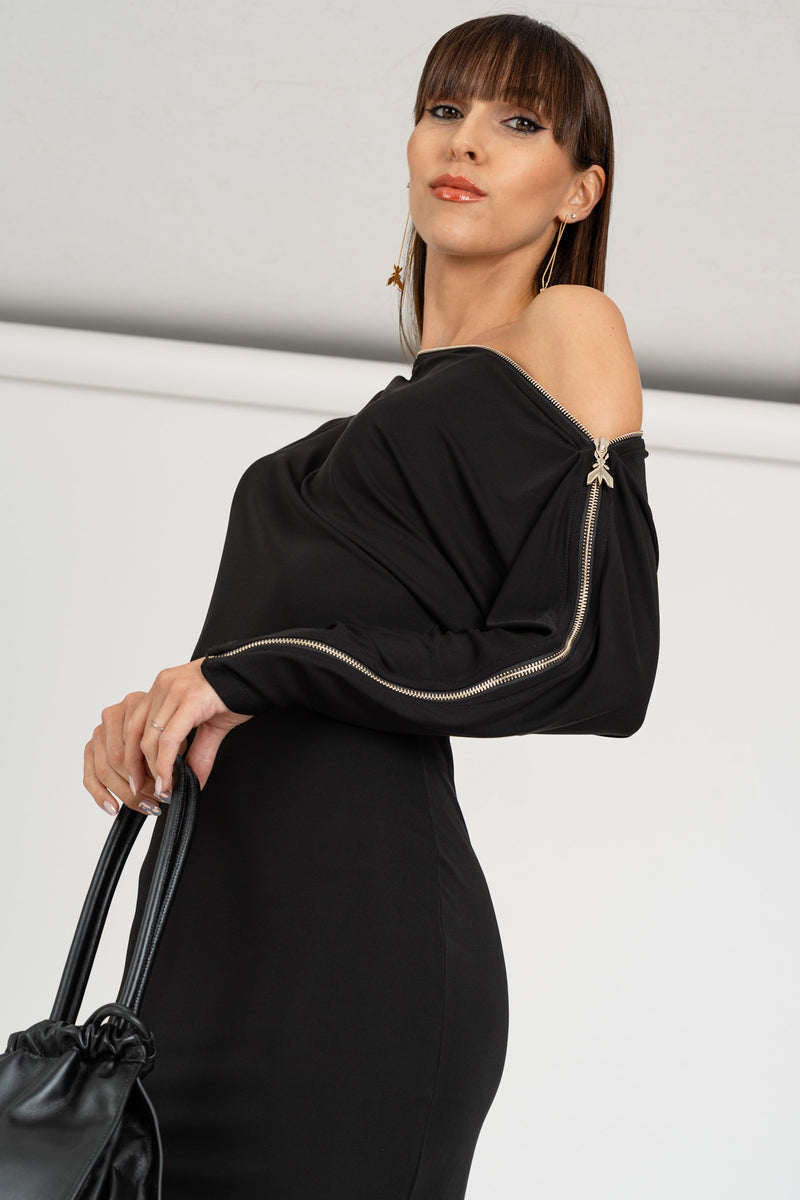 Abito Mini Full Zip Nero