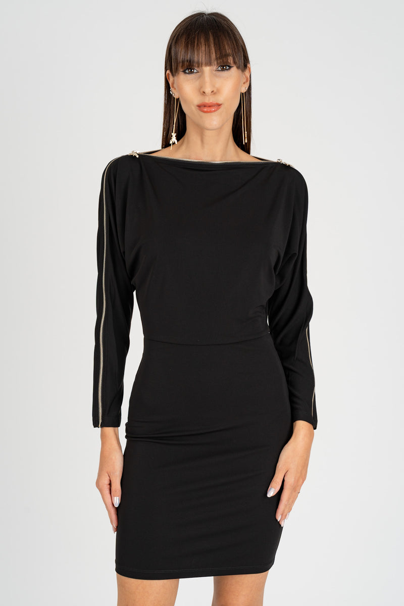 Abito Mini Full Zip Nero