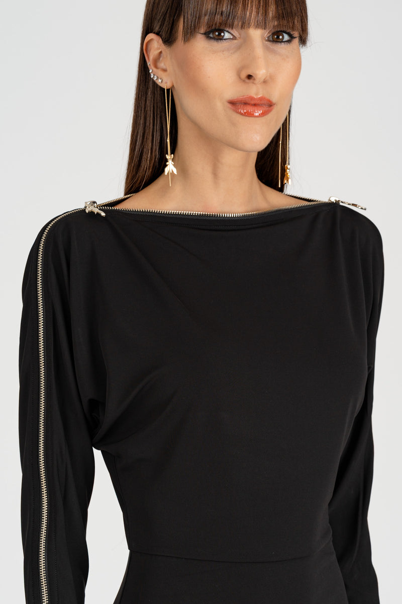 Abito Mini Full Zip Nero