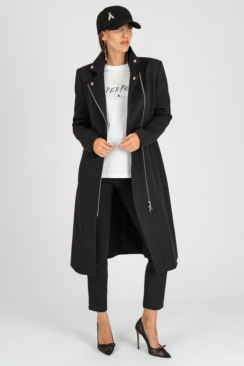 Cappotto con Zip Nero