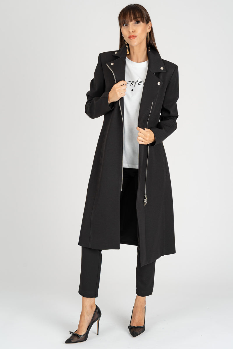 Cappotto con Zip Nero