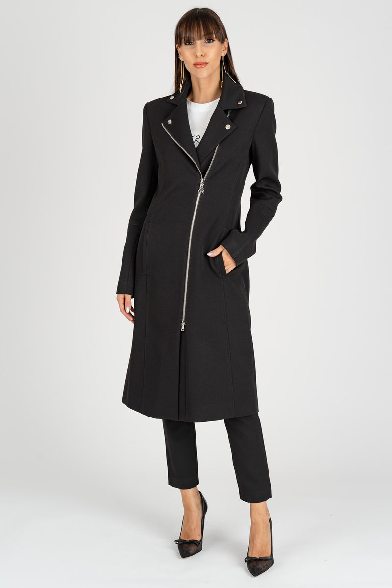 Cappotto con Zip Nero