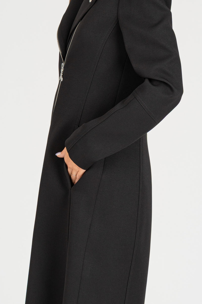 Cappotto con Zip Nero