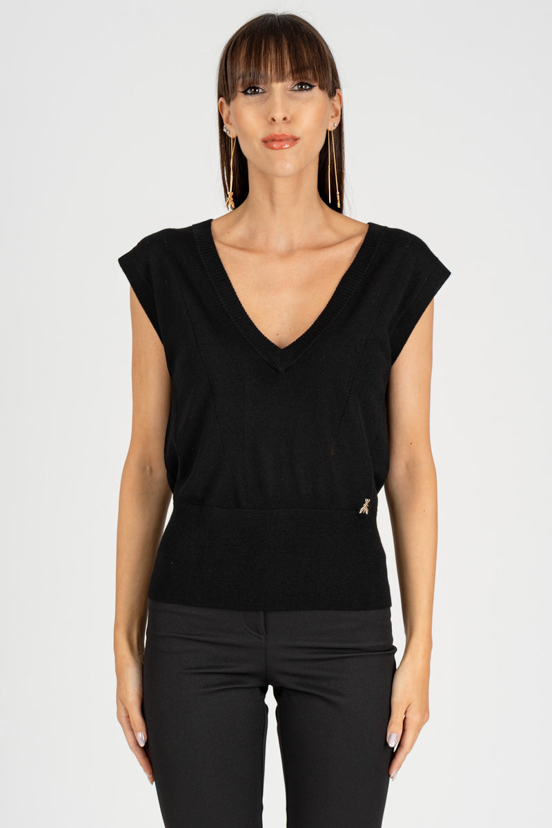 Gilet con Scollo a V Nero