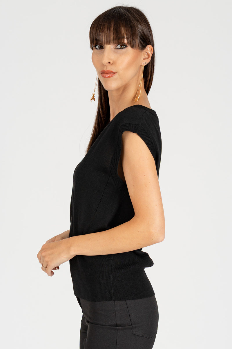 Gilet con Scollo a V Nero