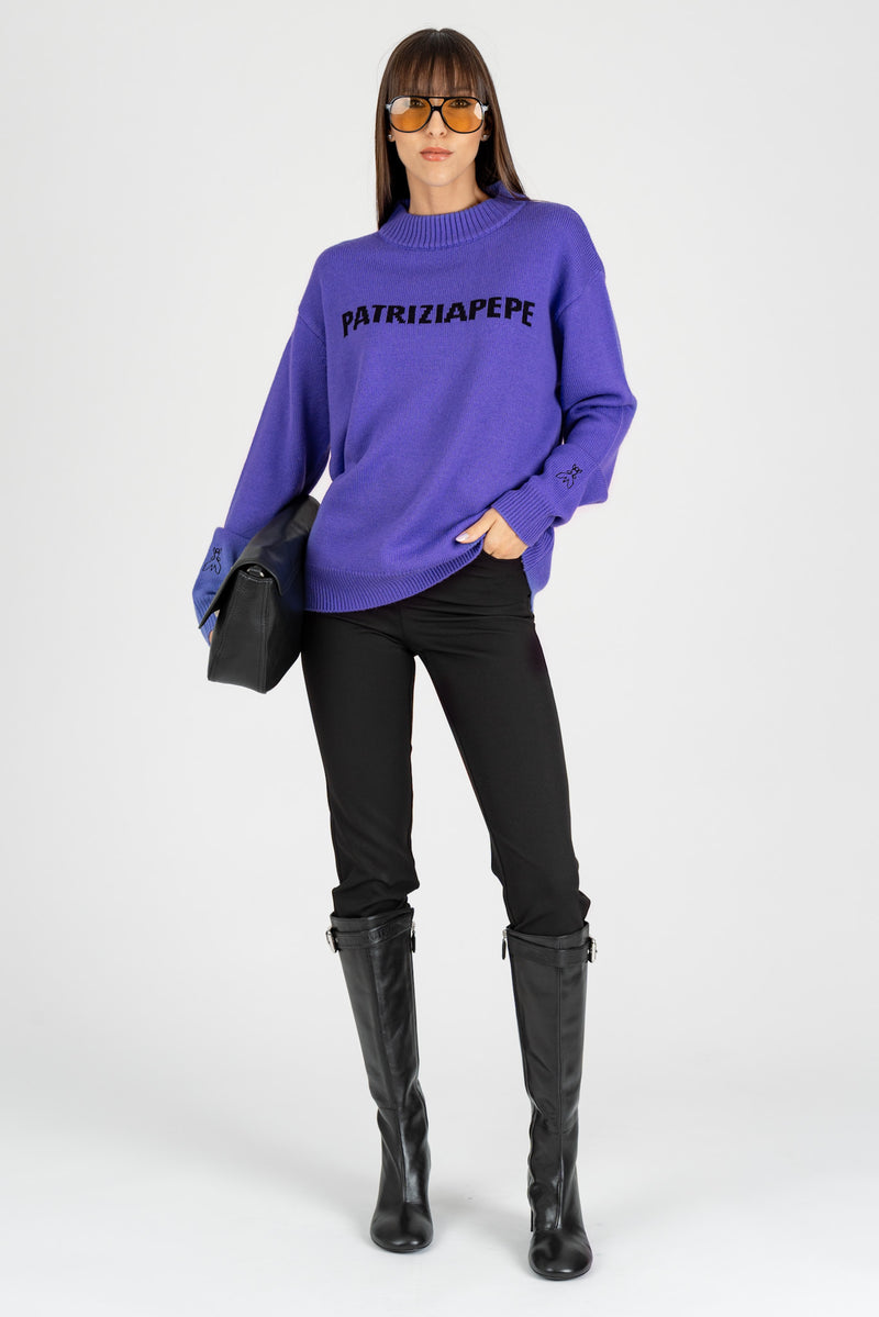Maglia Logo Jacquard Digital Violet