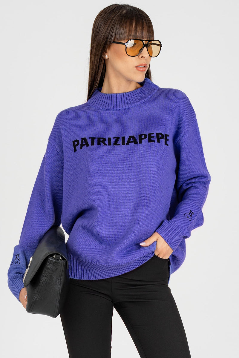 Maglia Logo Jacquard Digital Violet