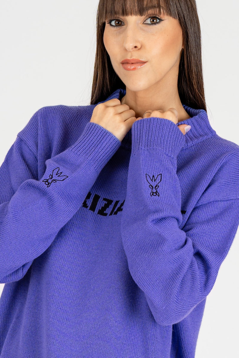 Maglia Logo Jacquard Digital Violet
