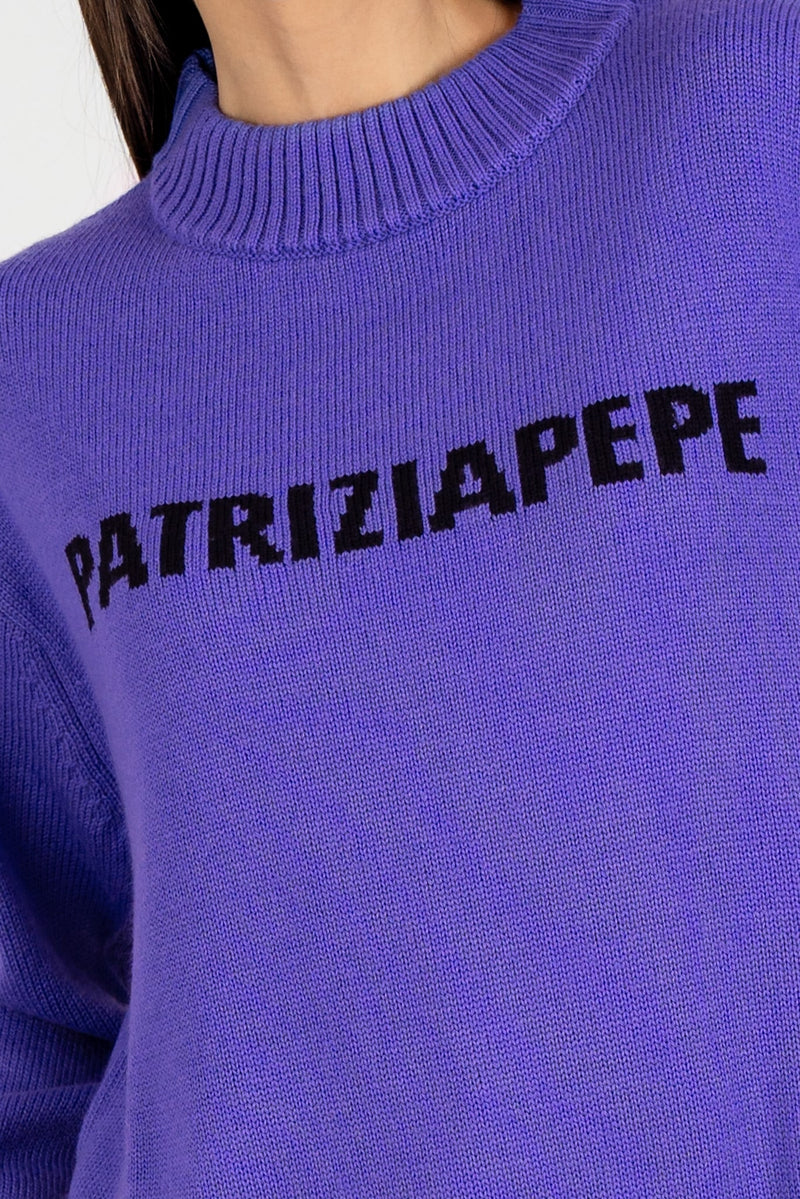 Maglia Logo Jacquard Digital Violet
