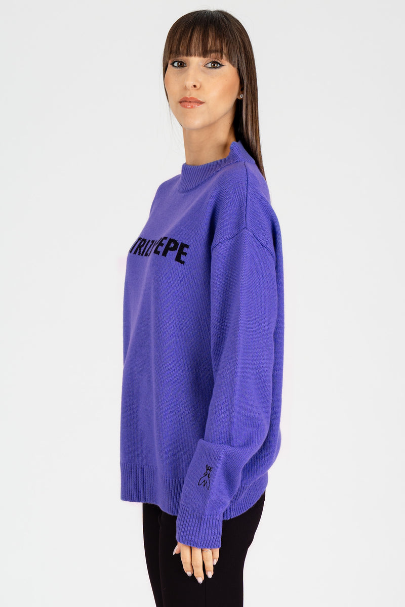 Maglia Logo Jacquard Digital Violet
