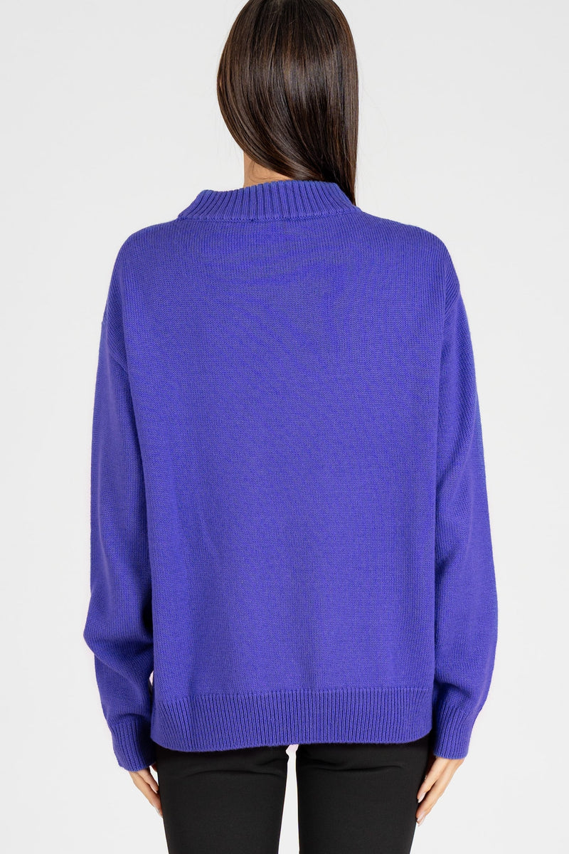 Maglia Logo Jacquard Digital Violet