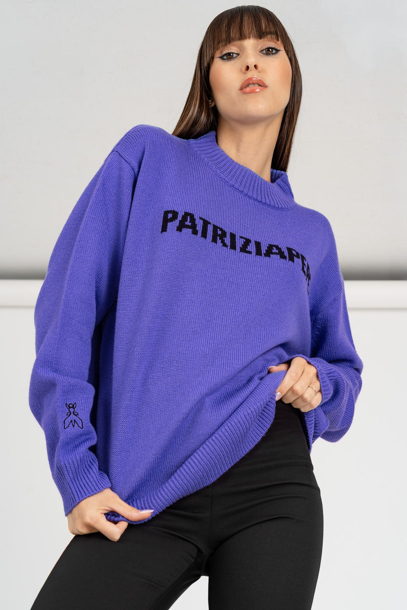 Maglia Logo Jacquard Digital Violet