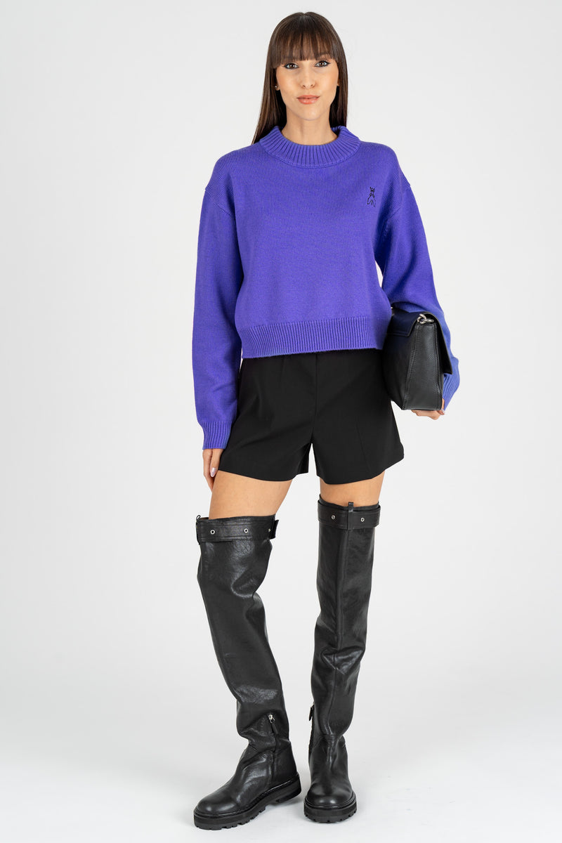 Maglia Crop Logo Jacquard Digital Violet