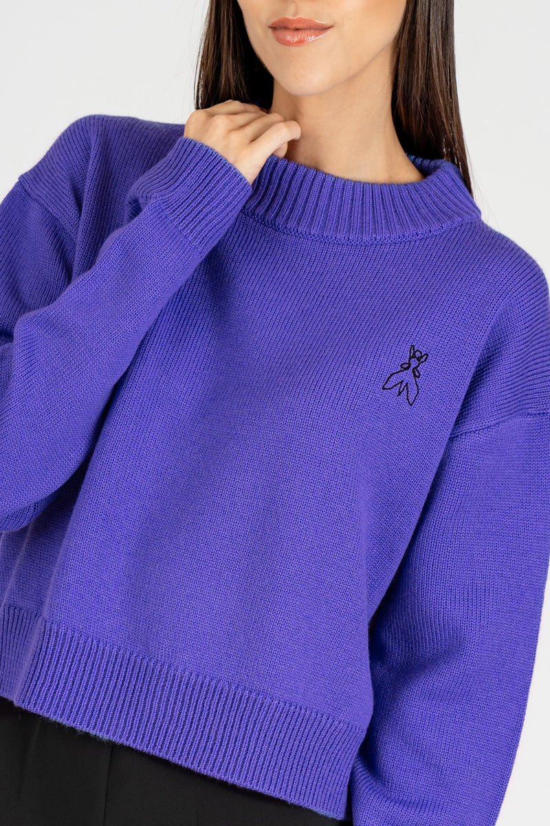 Maglia Crop Logo Jacquard Digital Violet