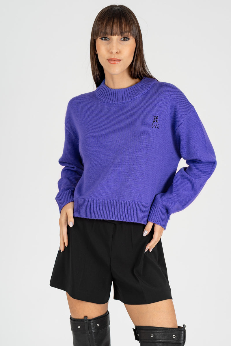 Maglia Crop Logo Jacquard Digital Violet