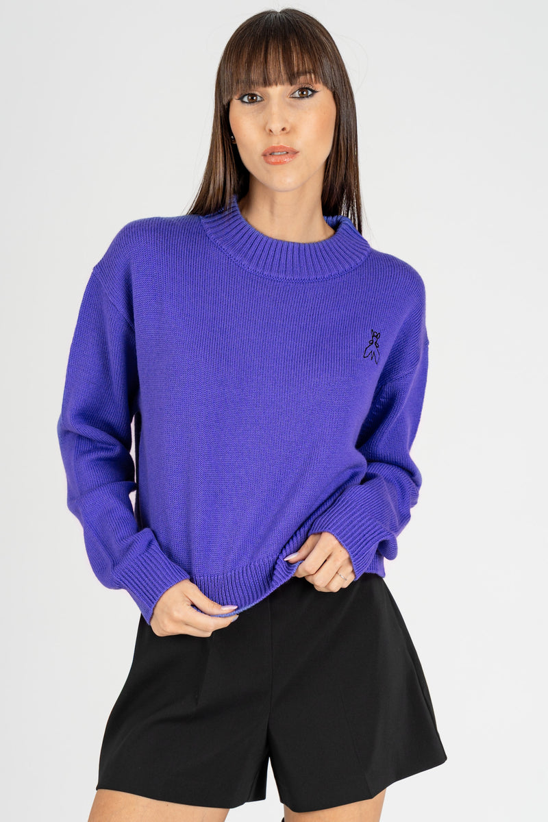 Maglia Crop Logo Jacquard Digital Violet