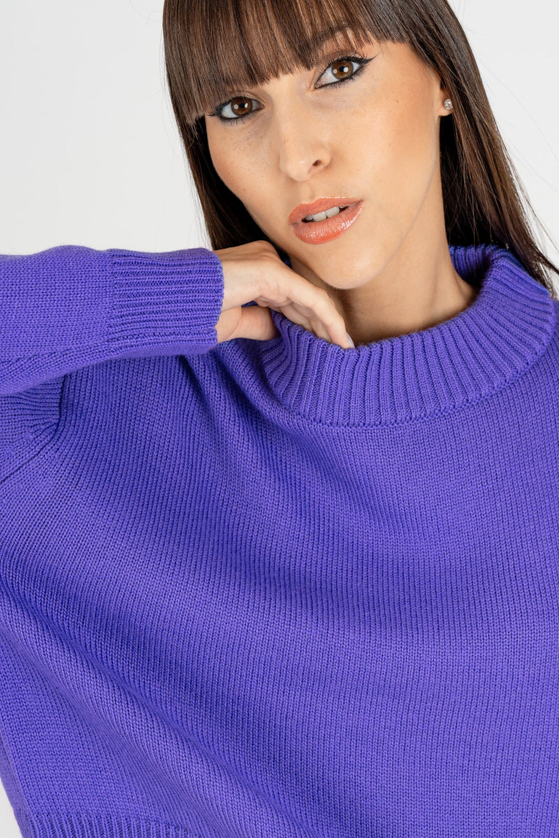 Maglia Crop Logo Jacquard Digital Violet