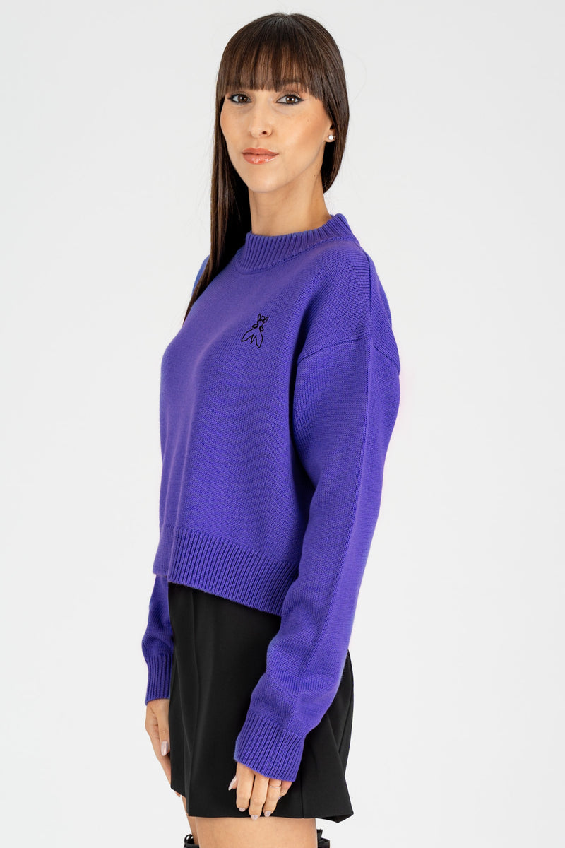 Maglia Crop Logo Jacquard Digital Violet