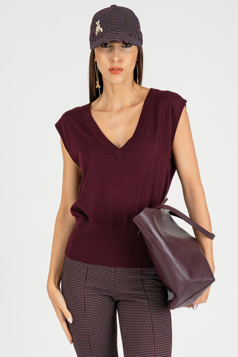 Gilet Scollo a V Purple Red