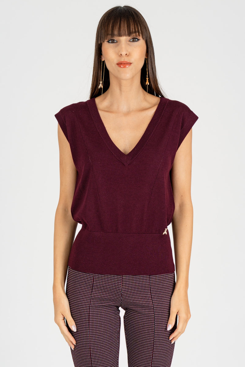 Gilet Scollo a V Purple Red