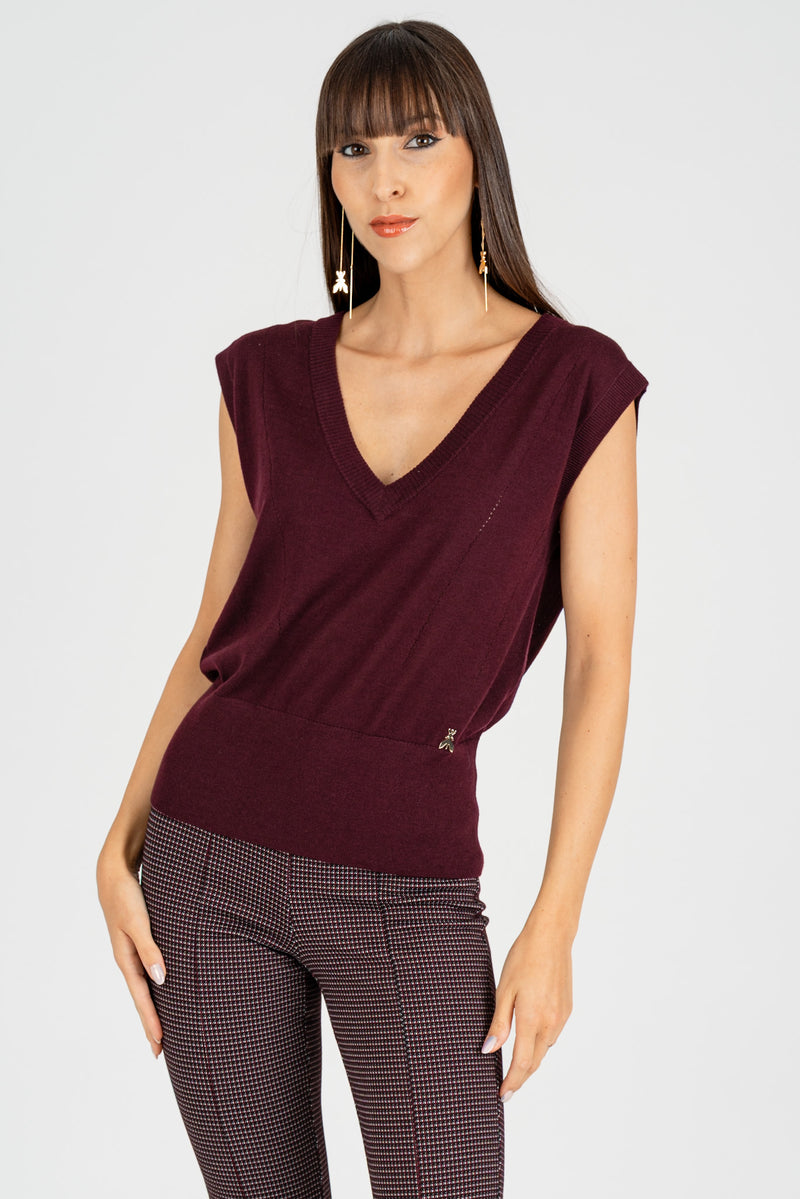 Gilet Scollo a V Purple Red