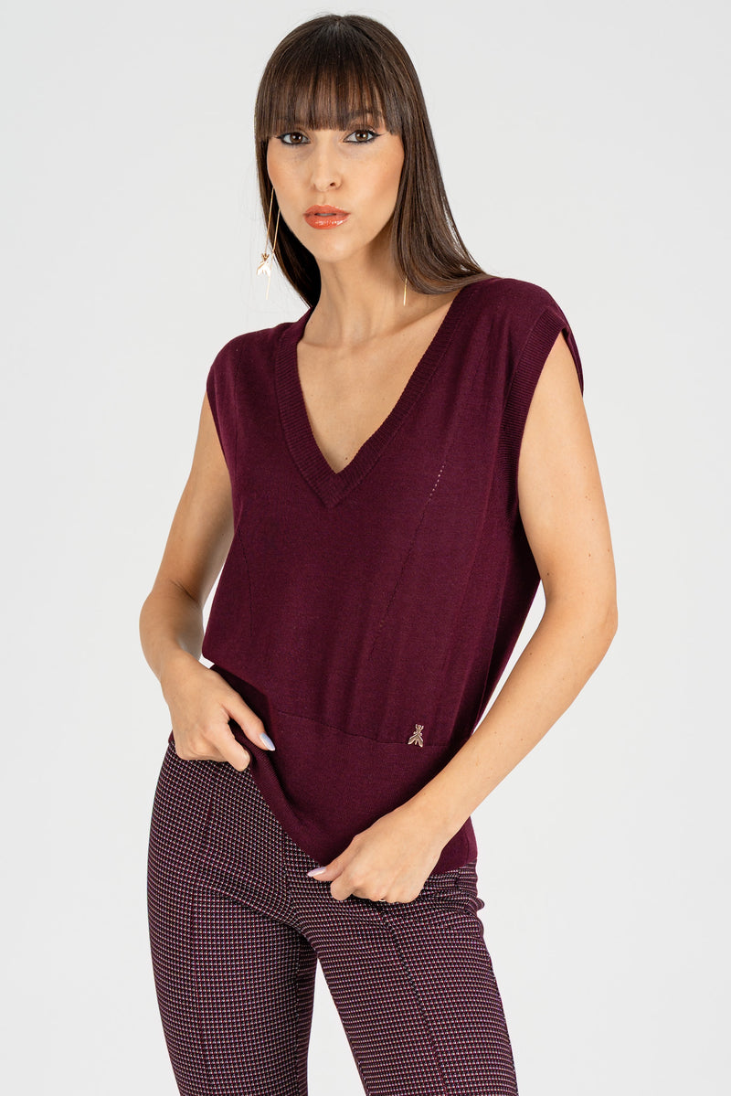 Gilet Scollo a V Purple Red