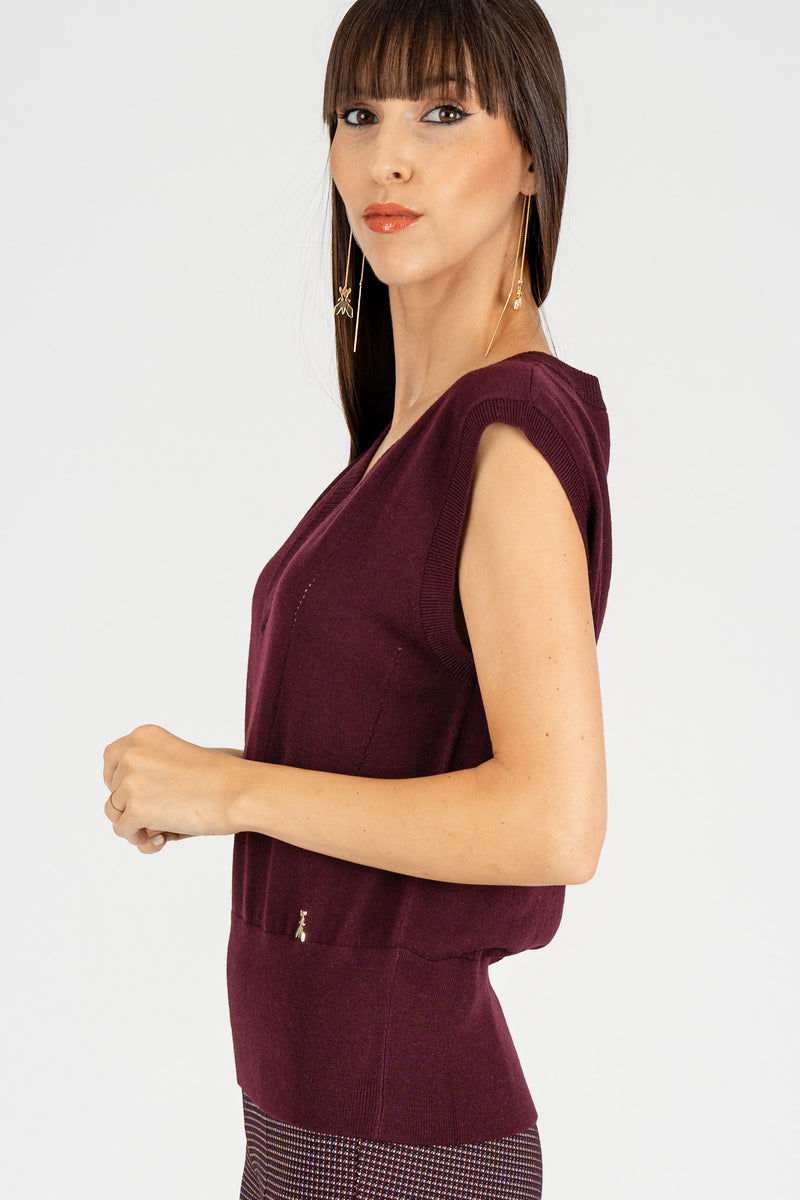 Gilet Scollo a V Purple Red