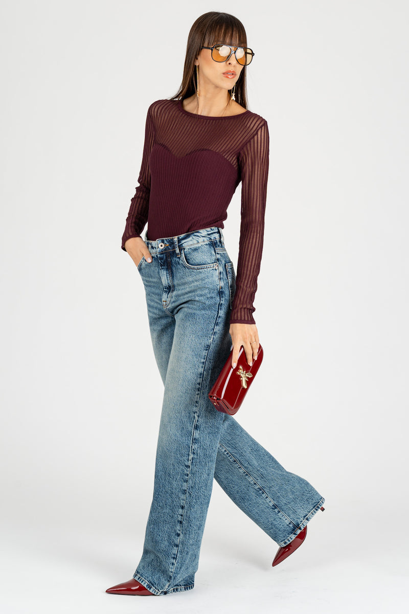 Maglia con Trasparenza Purple Red