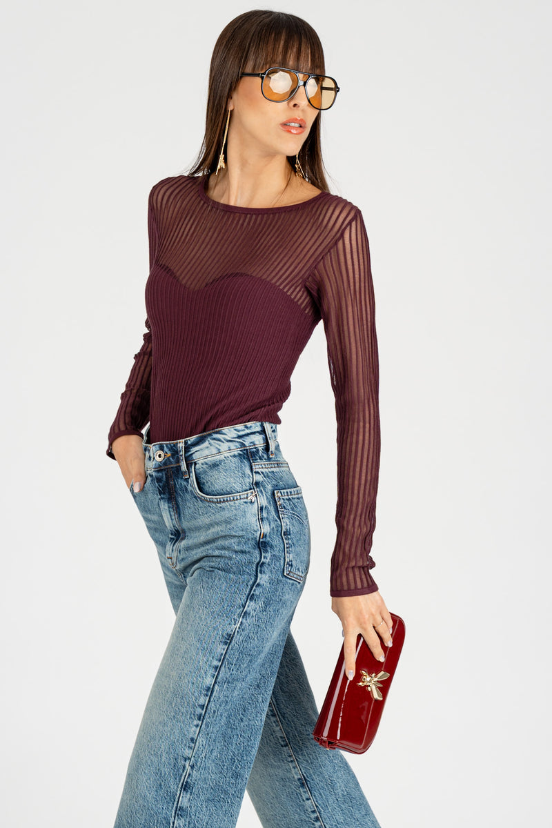 Maglia con Trasparenza Purple Red